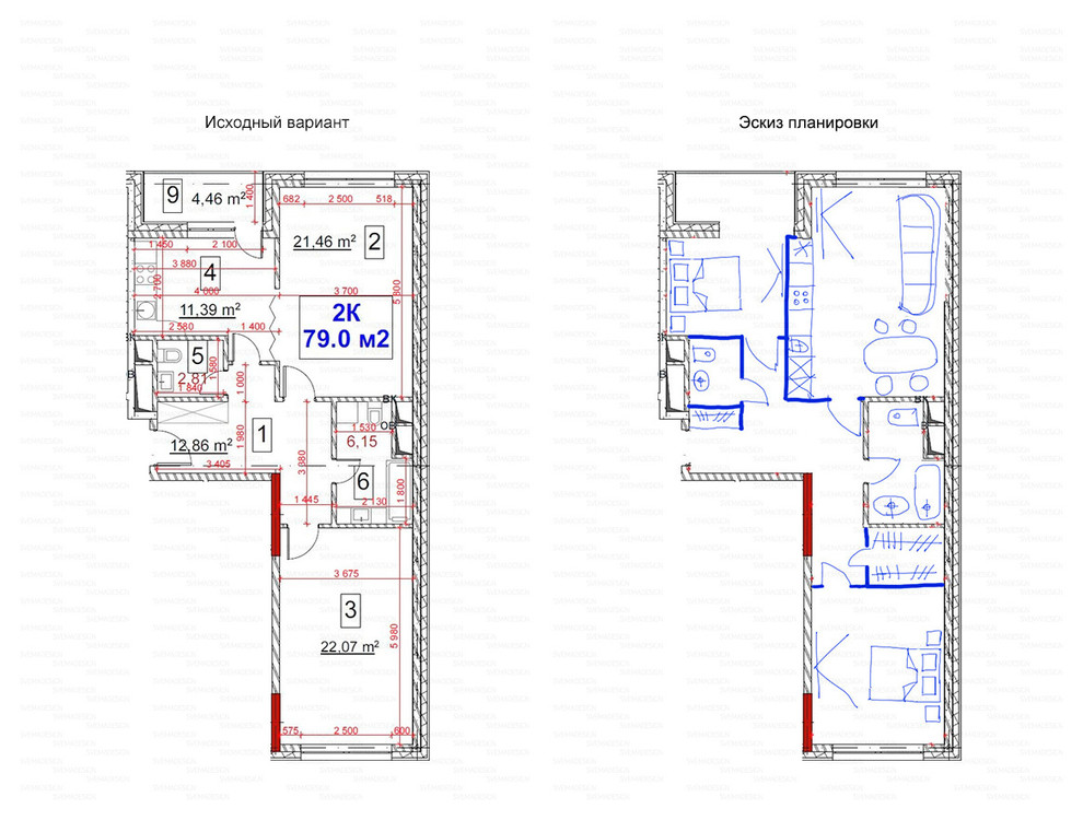 Идеи перепланировки для двухкомнатных квартир
