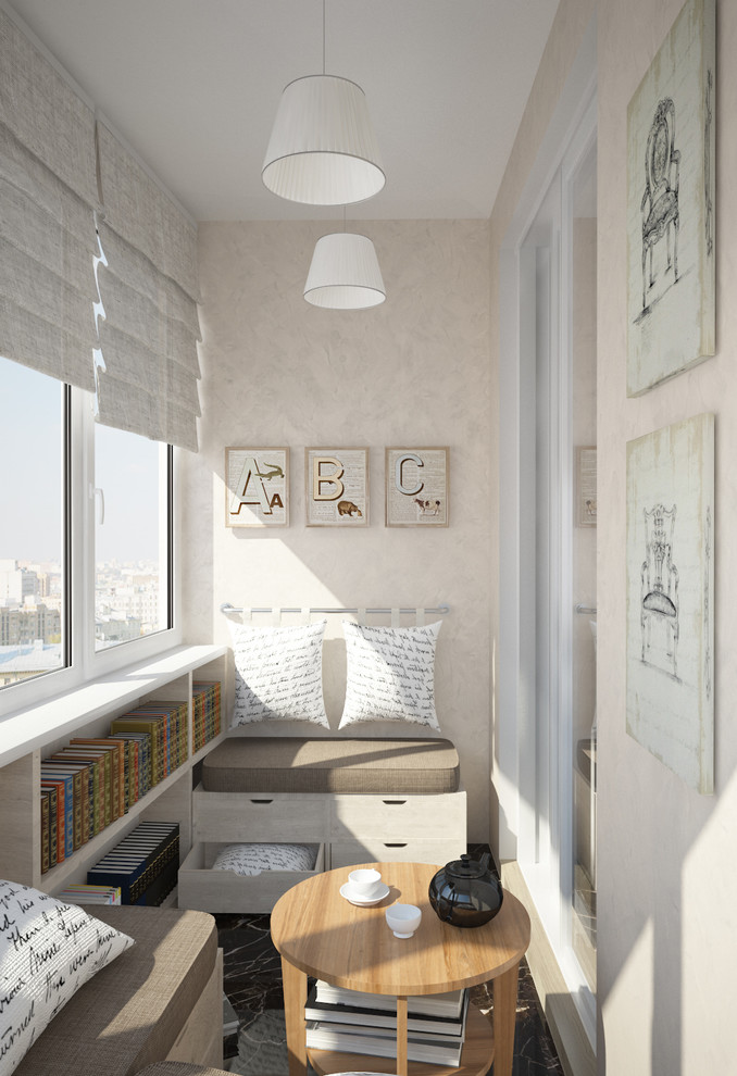 Разработка балкона с библиотекой и местами для чтения