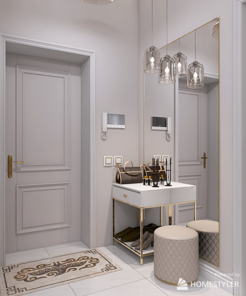 Проект в стиле "Неоклассика". Трехкомнатная квартира 63 кв.м