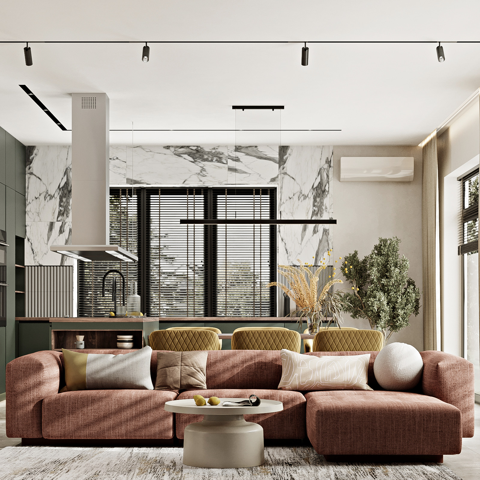 КП Первозванный 1, кухня-гостиная (вариант 2)