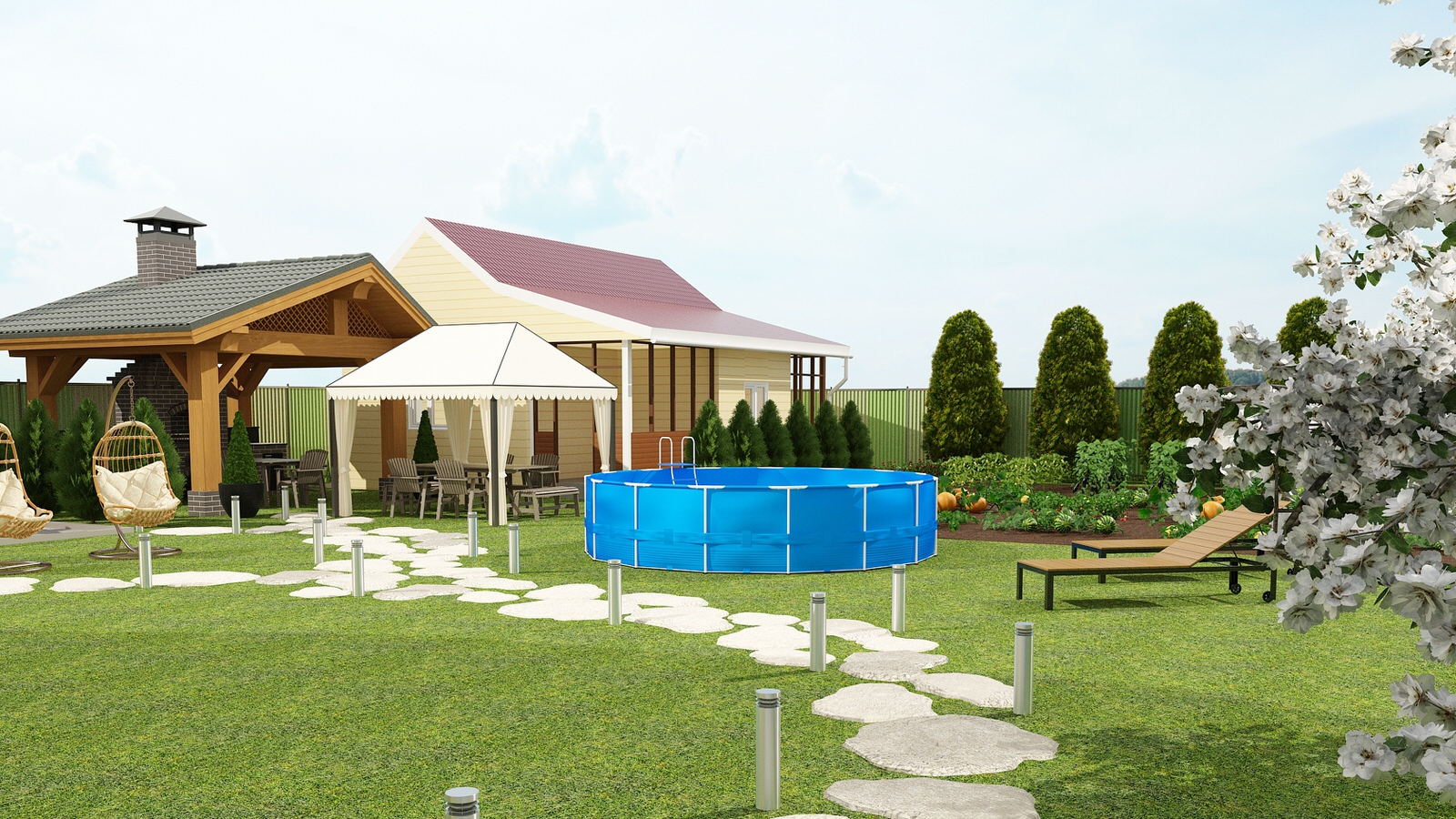 Ландшафтный дизайн территории загородного дома Омская обл