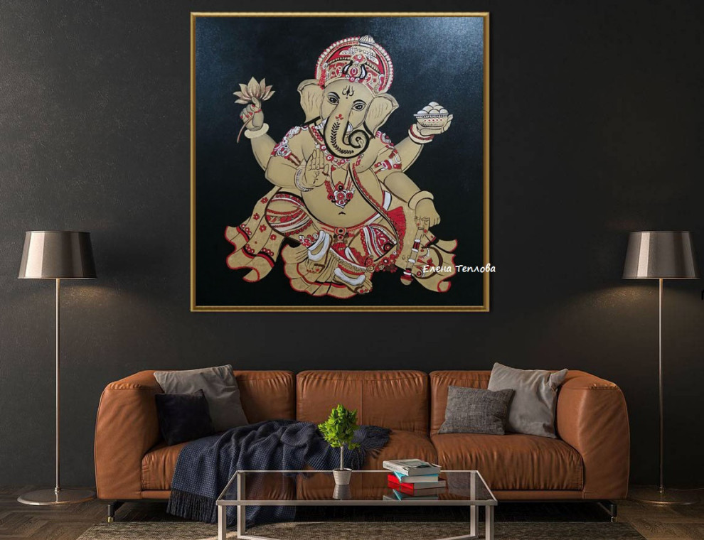 Обложка проекта: Выполненный проект. Картина " Ганеша" с золотом.