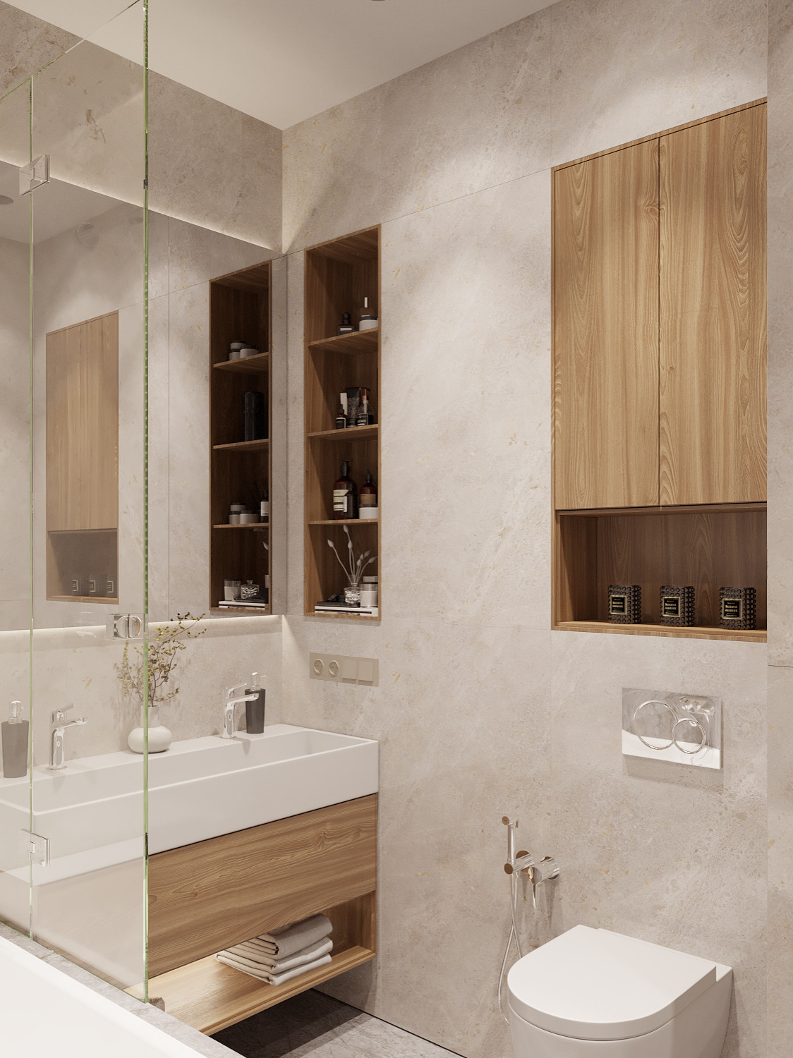 Soft-минимализм в монохромном интерьере трехкомнатной квартиры /ЖК "Балтийский"