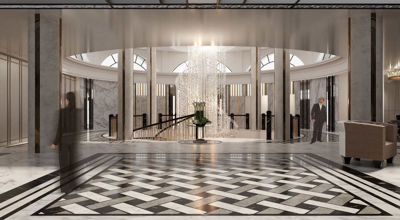 Visualizations of ground floor of Moscow Marriott Tverskaya Hotel