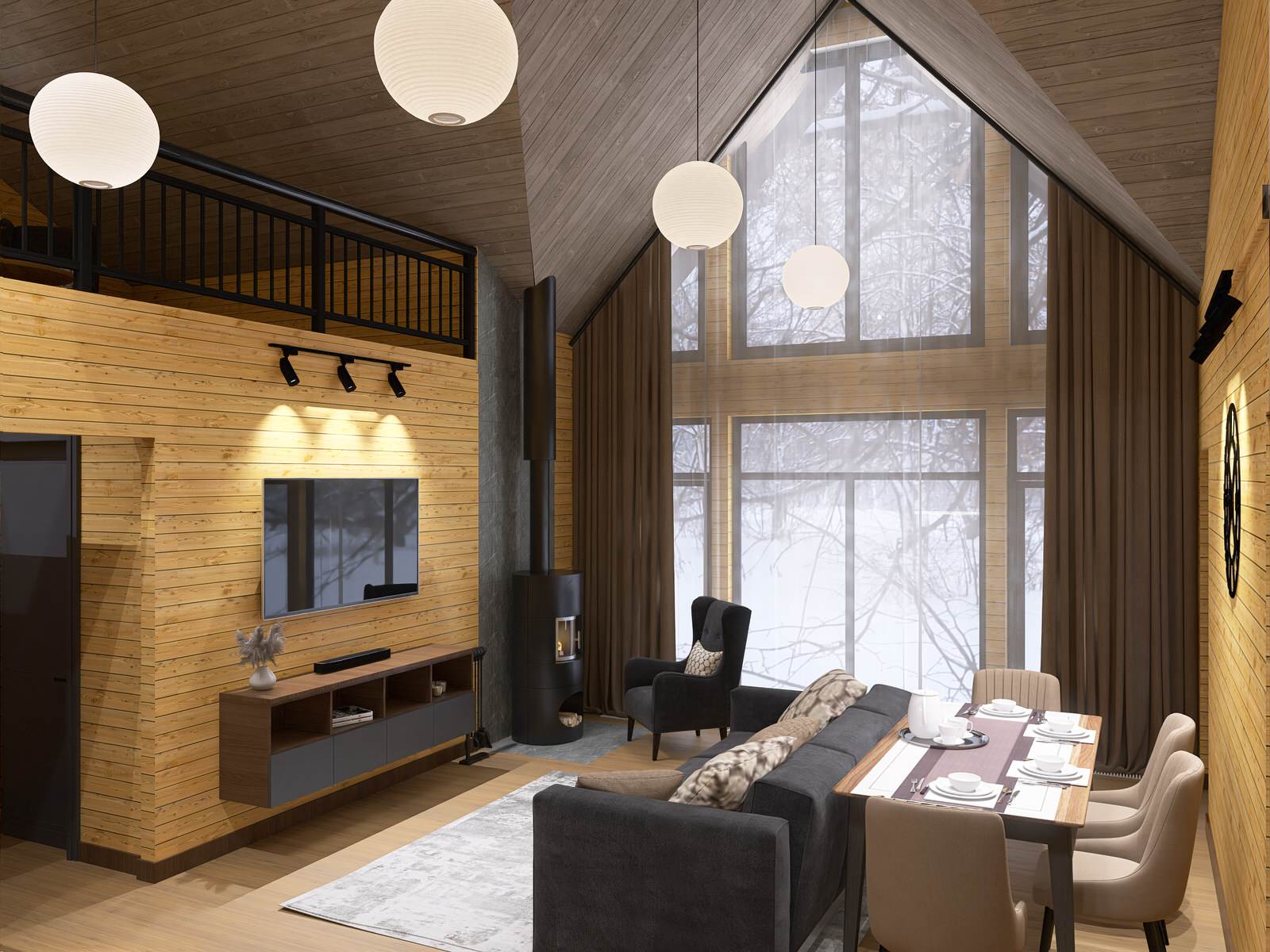 Кухня-гостиная в загородном доме