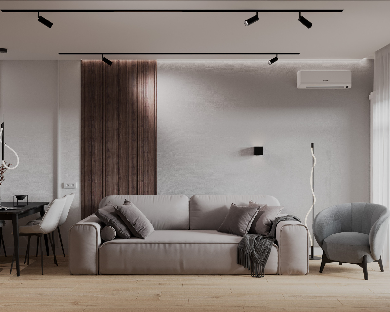 Евро однокомнатная квартира в монохромной гамме  в ЖК Московские кварталы