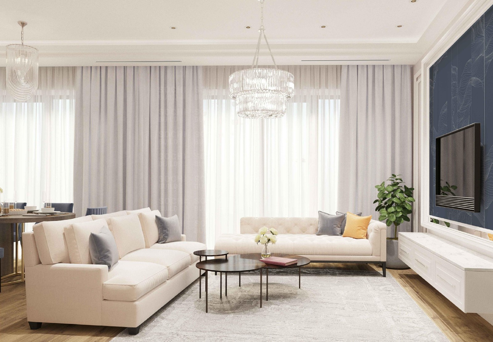 Квартира в ЖК «Актер Гэлакси», 78м², стиль: современная классика. Сочи