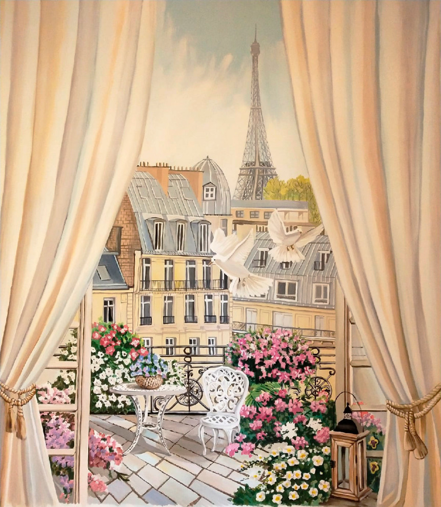 Роспись в спальне загородного дома в Сочи