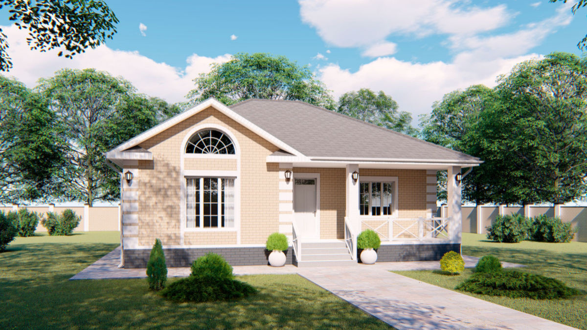 Обложка проекта: Проект одноэтажного дома с террасой, 113 кв.м.