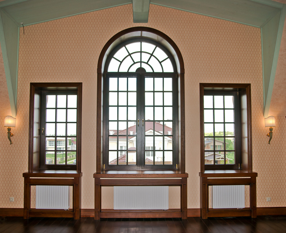 Дубовый окна с рустикальными накладками