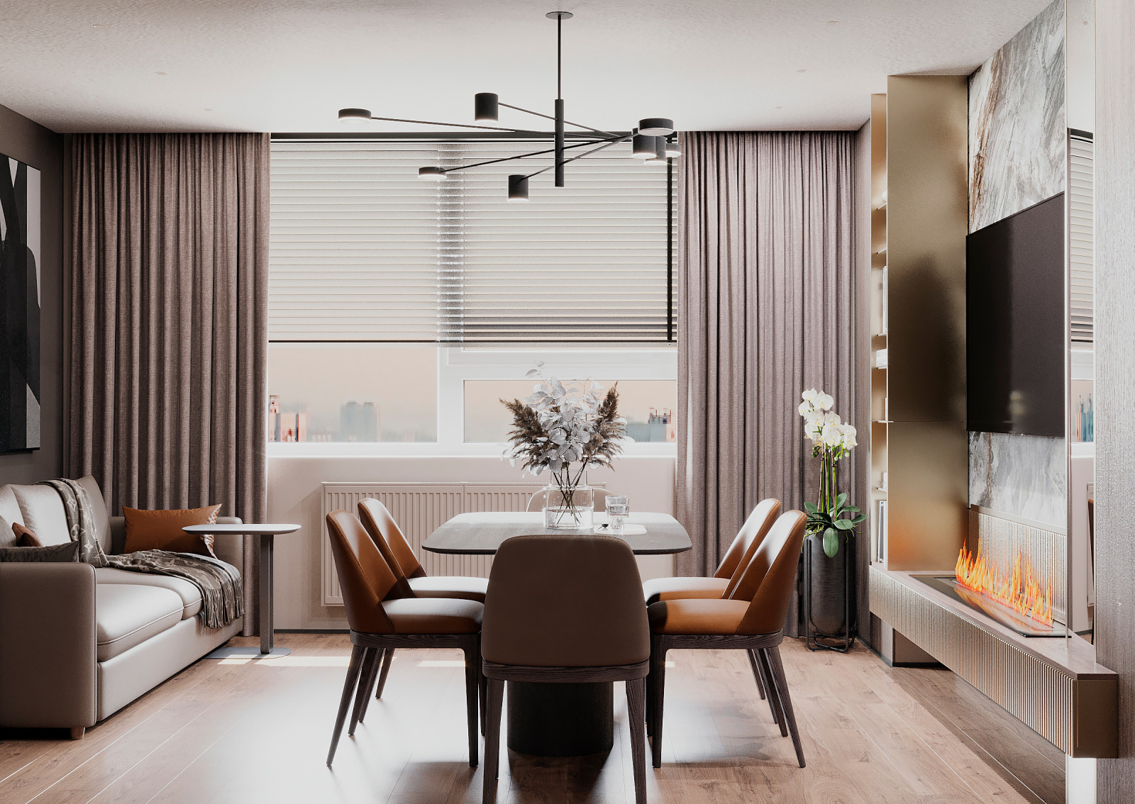 Гостиная-кухня в квартире в ЖК "Discovery Residence" Екатеринбург