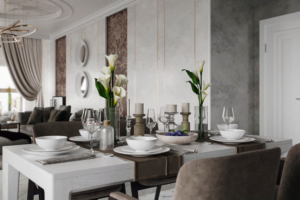 Обложка проекта: Гостиная-столовая ЖК Макаровский, Екатеринбург.