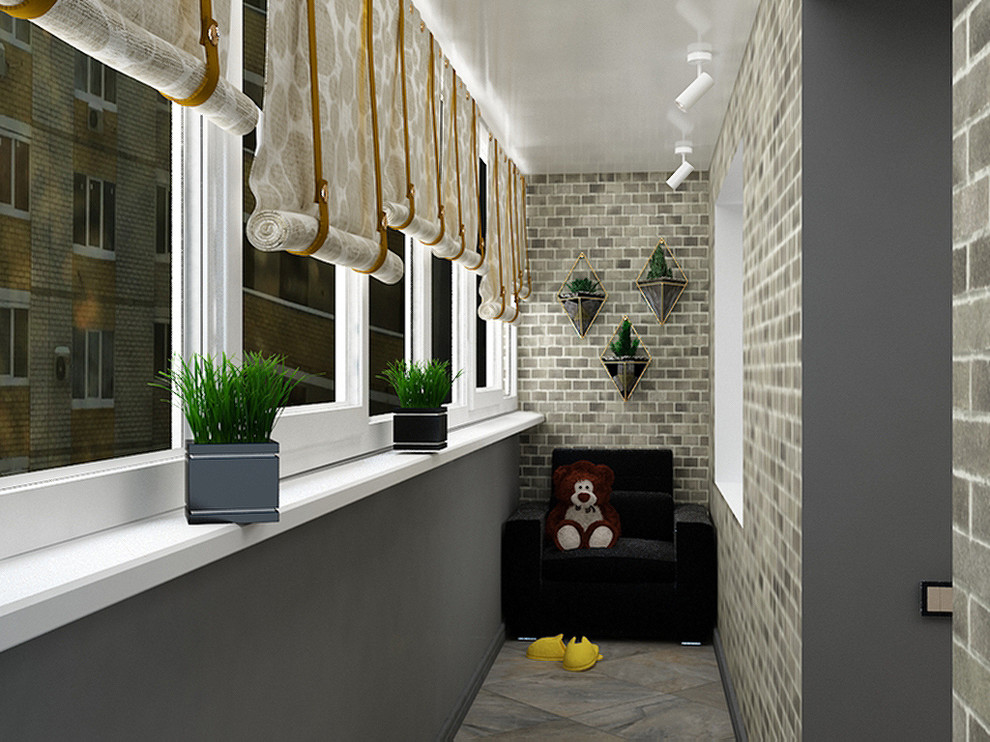 Дизайн-проект квартиры студии, лоджия, зона уединения