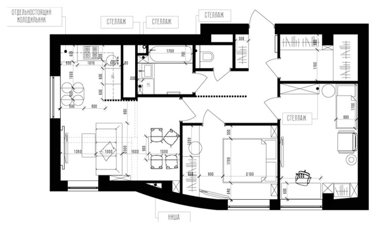 Houzz тур: Квартира в Белгороде с керамогранитом на стенах