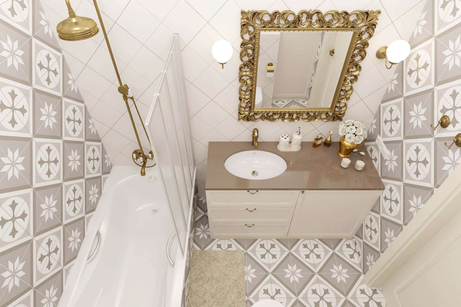 Двухкомнатная квартира 61м2 в ЖК "Соколиный форт" в стиле неоклассика