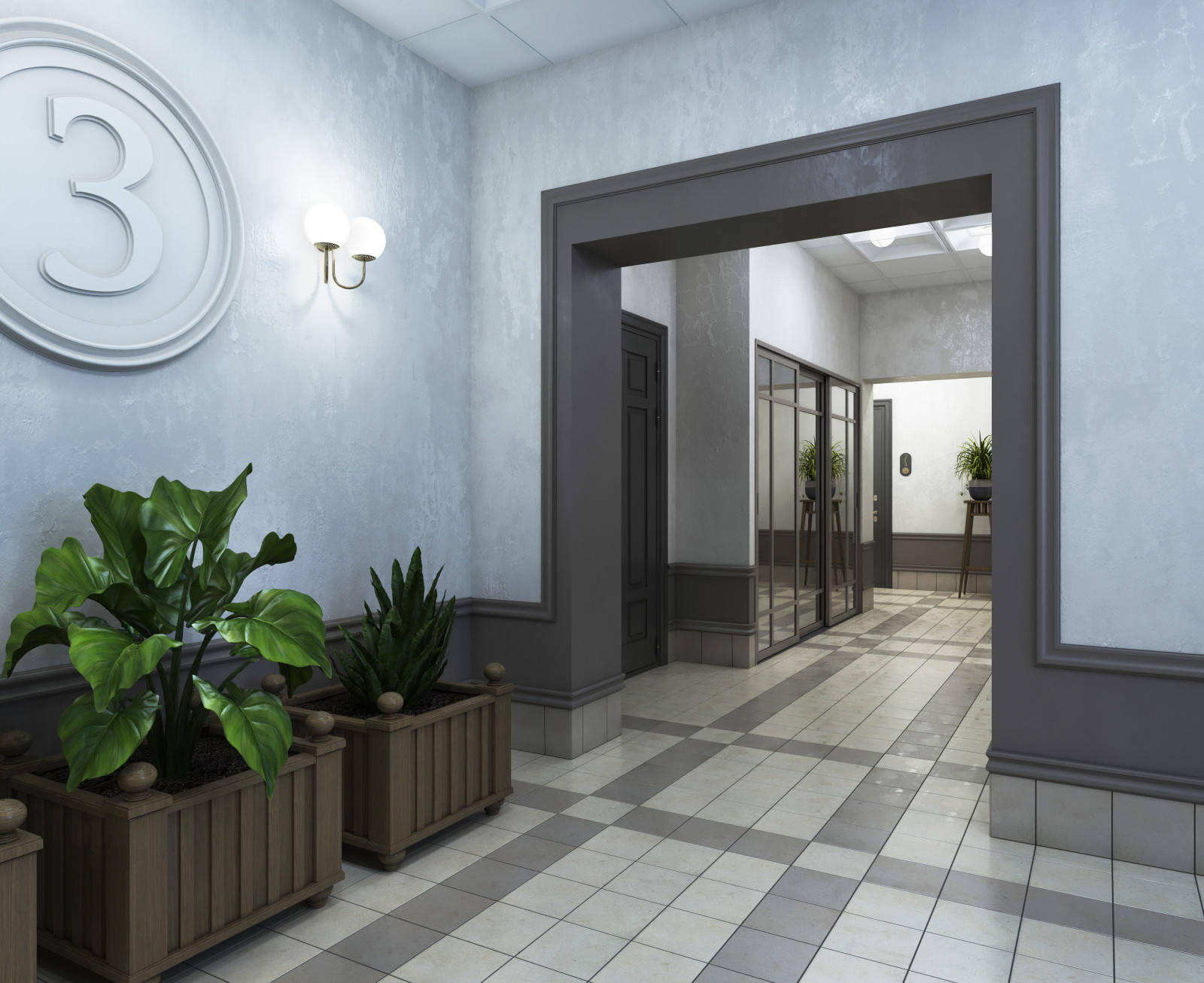 Интерьеры МОП, ЖК "БУЛГАКОВ", СК "СТРИЖИ"