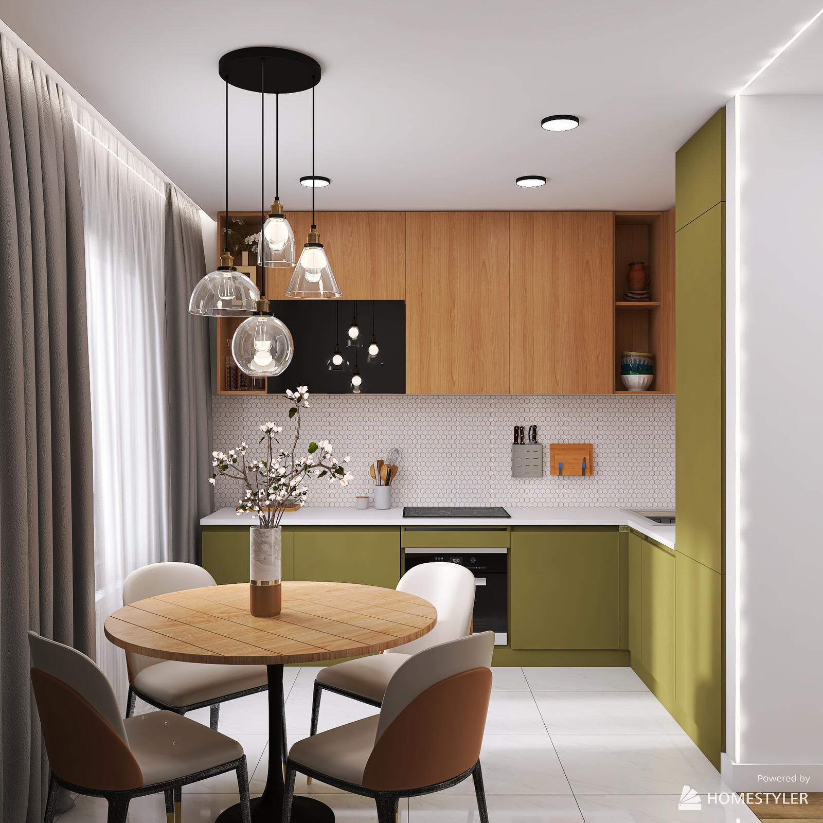 Кухня в трехкомнатной квартире