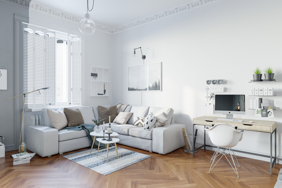 Дизайн интерьера и визуализация квартиры студии в Скандинавском стиле