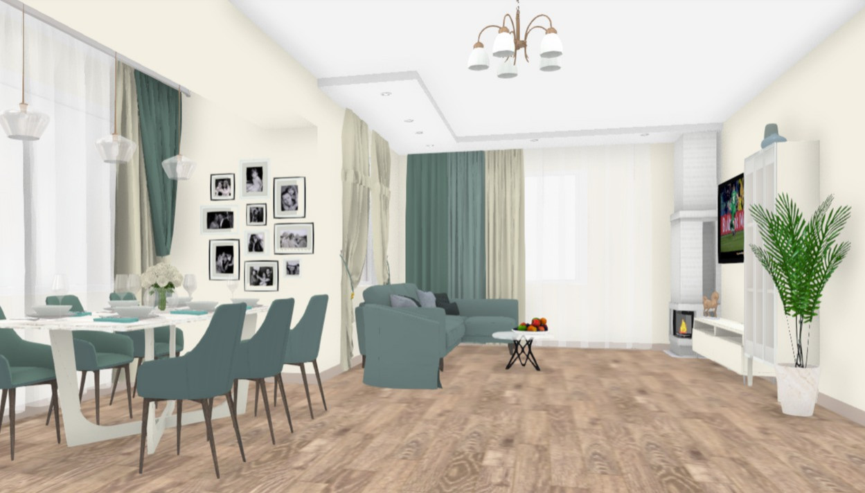 Обложка проекта: Былово. Кухня-гостиная и каминный зал.