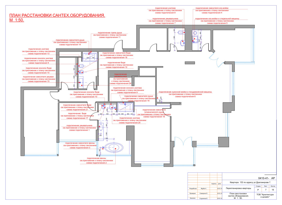 План расположения сантехнических приборов: примеры