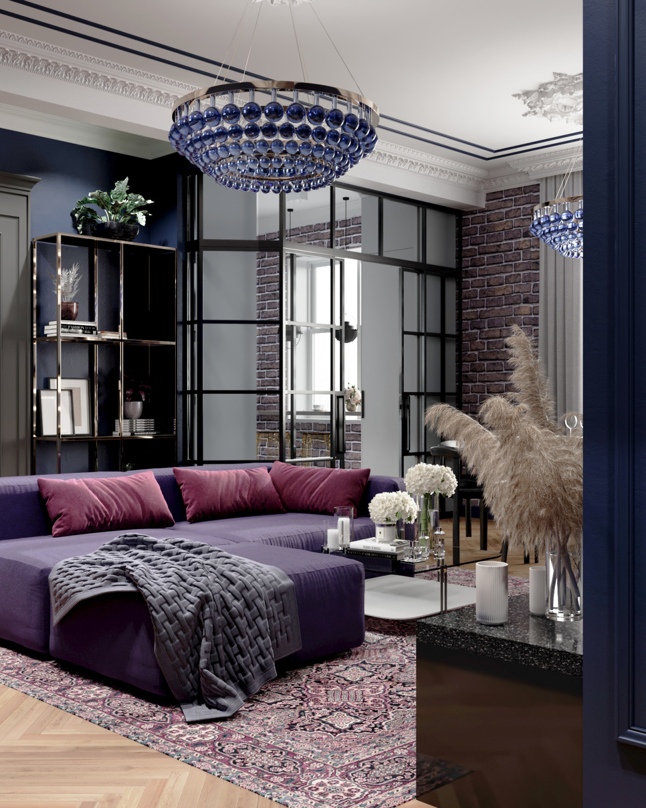 Гостиная в темных тонах