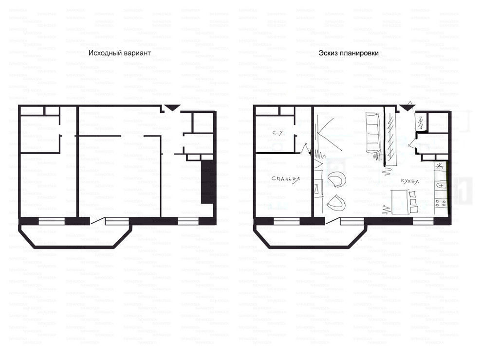Идеи перепланировки для двухкомнатных квартир
