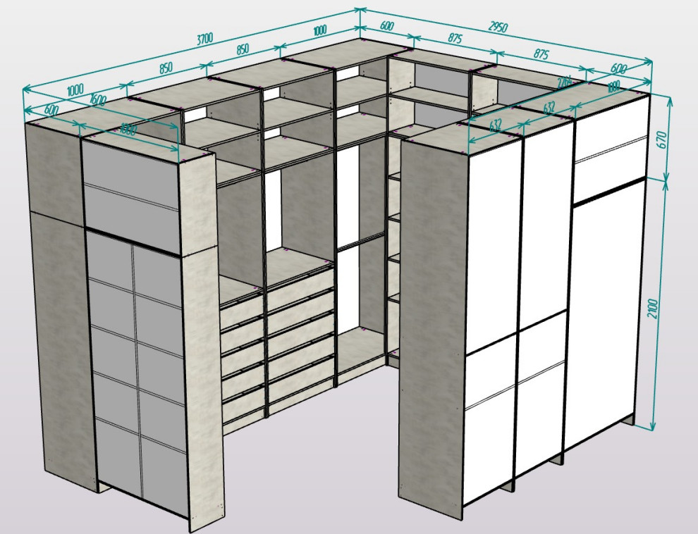 Гардеробная в коттедже