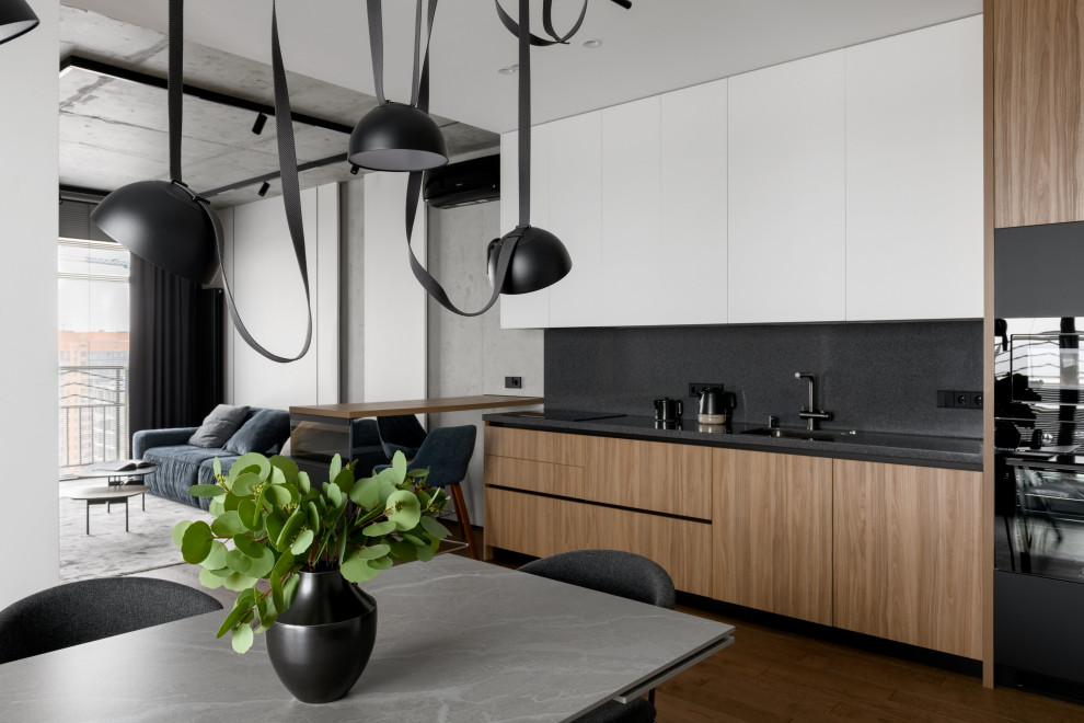 Брутальная трехкомнатная квартира 90 кв.м. с видом на реку