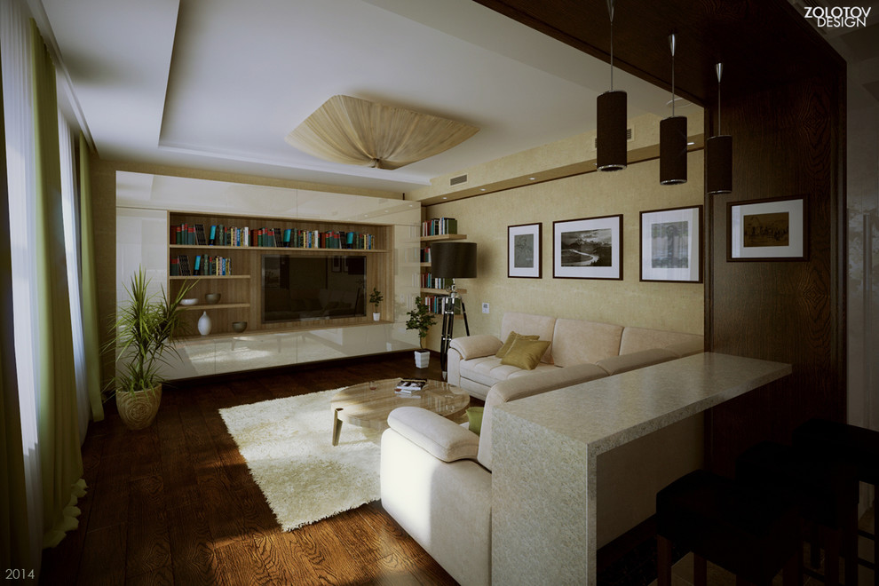 Обложка проекта: Гостиная совмещенная с кухней