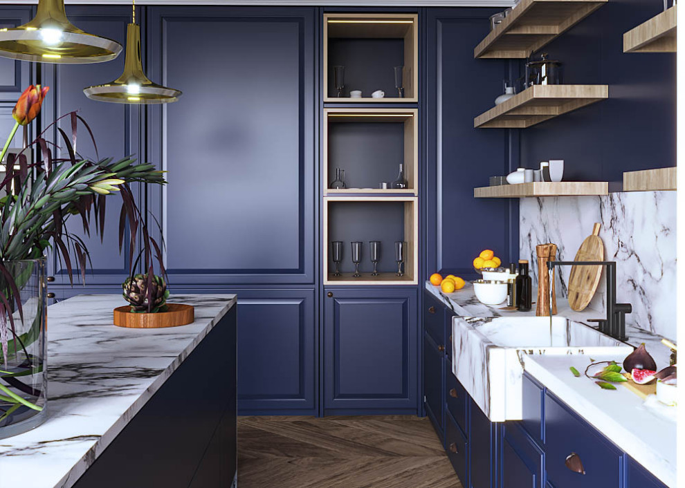 Дизайн-проект кухни в синих тонах