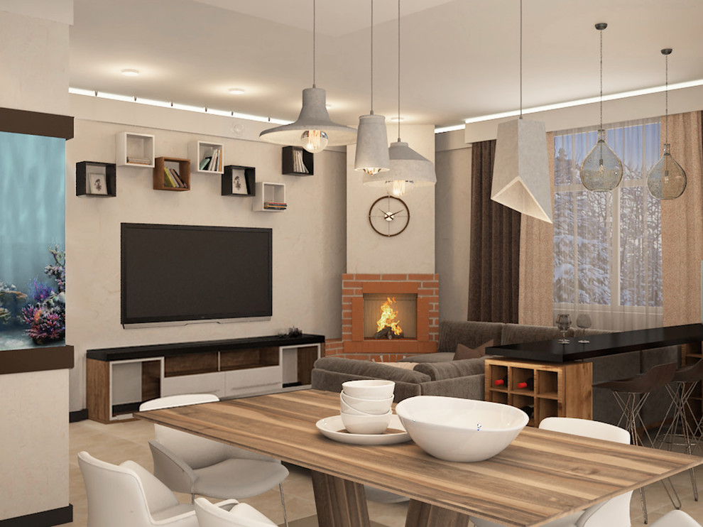 Кухня-гостиная в загородном доме, Лен. обл.