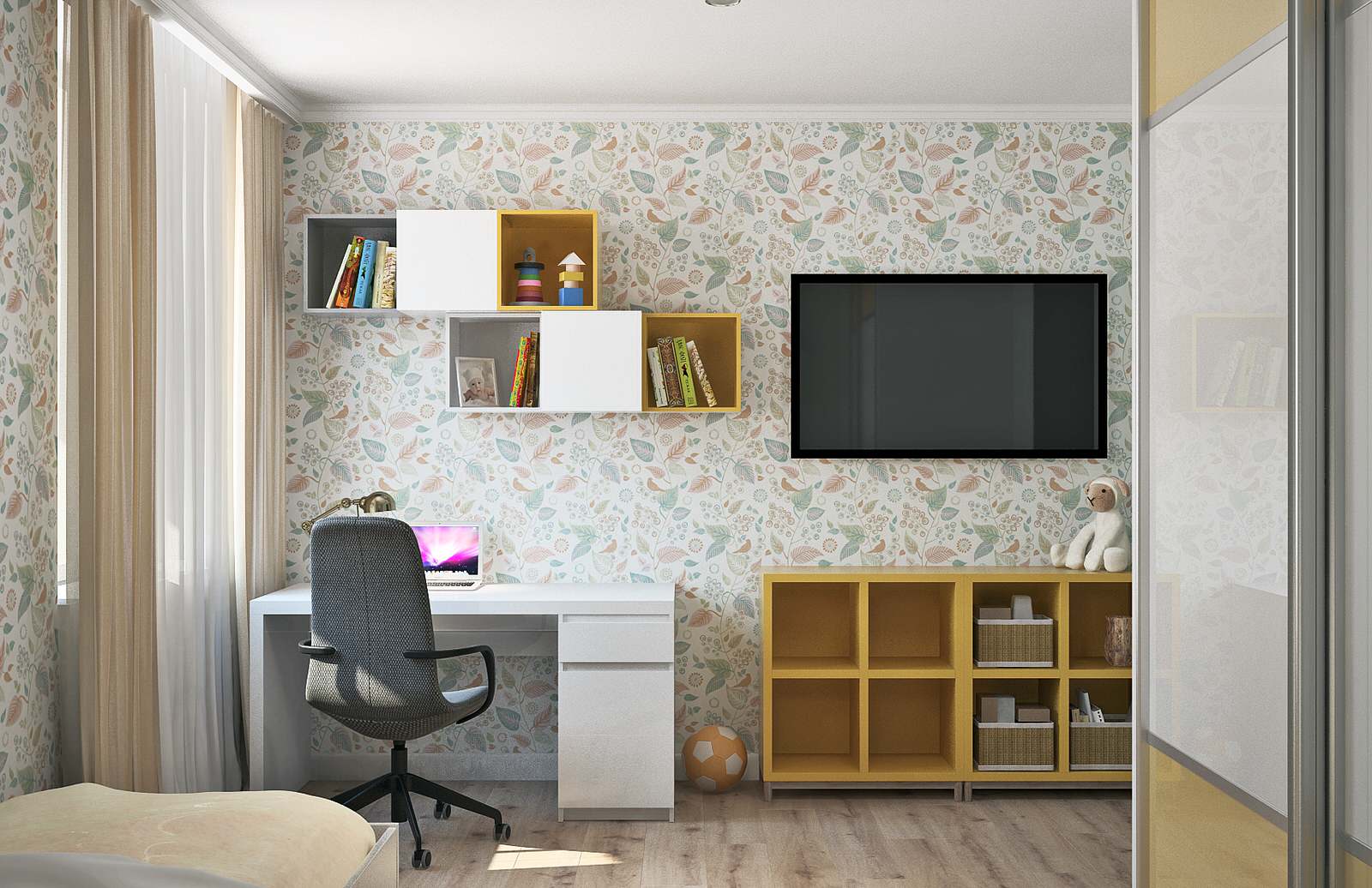 Детская комната с яркими акцентами.