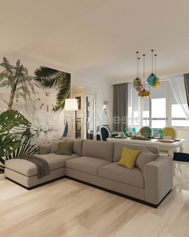 Проект 3х комнатной квартиры в стиле фьюжн