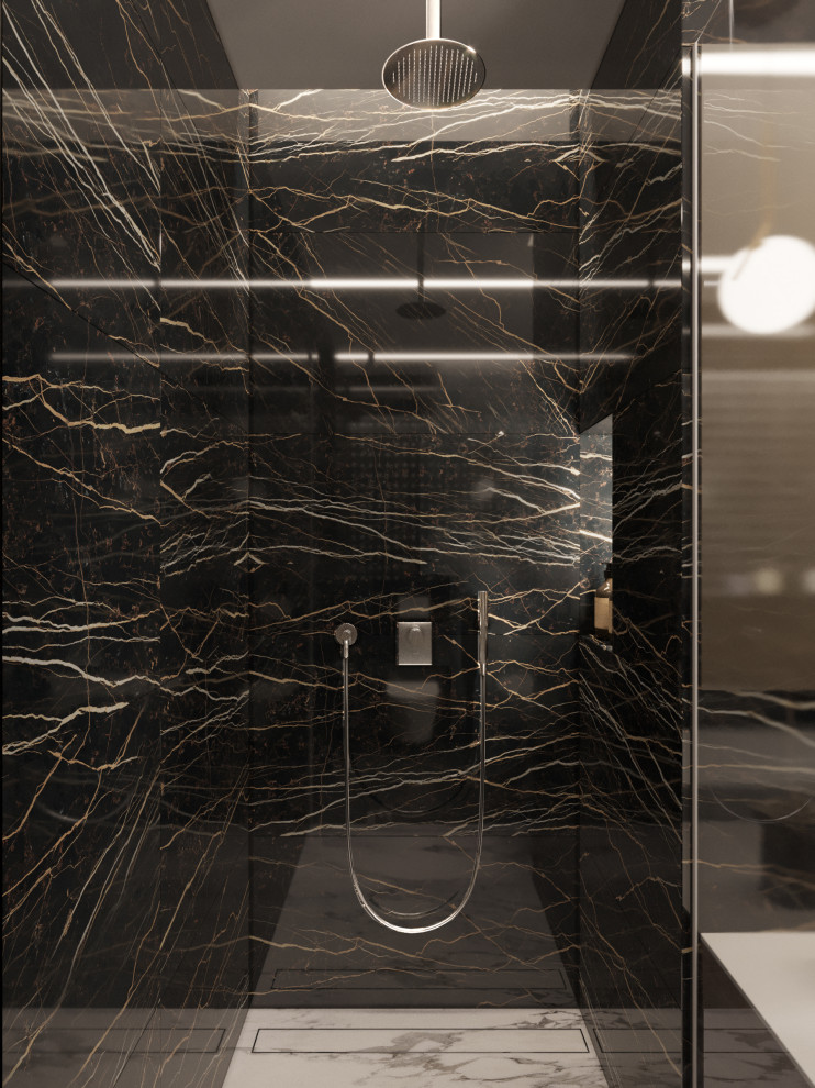 Ванная в темных тонах. Визуализация