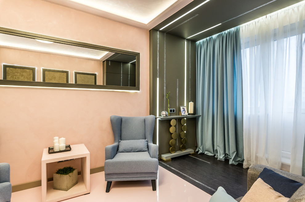 Гостиная под розовой пудрой