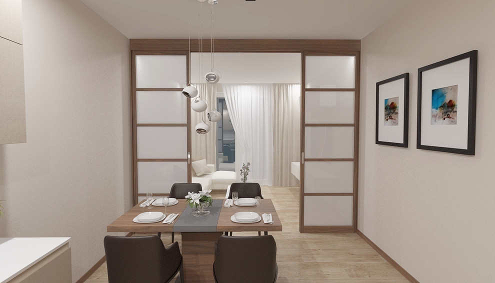 Интерьер кухни-столовой в современном стиле, 11,43 кв.м.