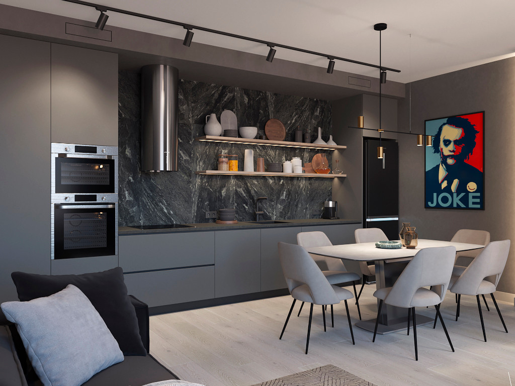 Кухня-гостиная в стиле лофт 25 м.кв