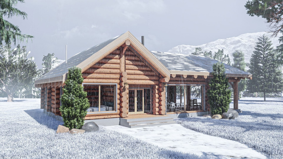 Обложка проекта: Баня с огромной террасой по технологии Post and Beam