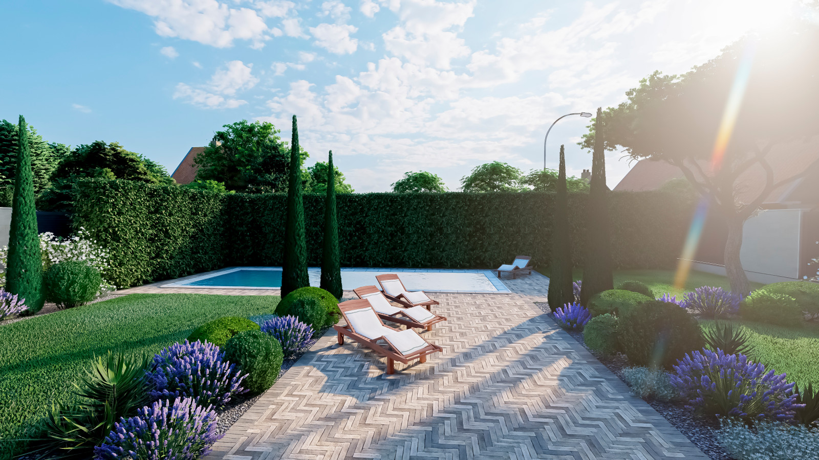 Проект сада в средиземноморском стиле.