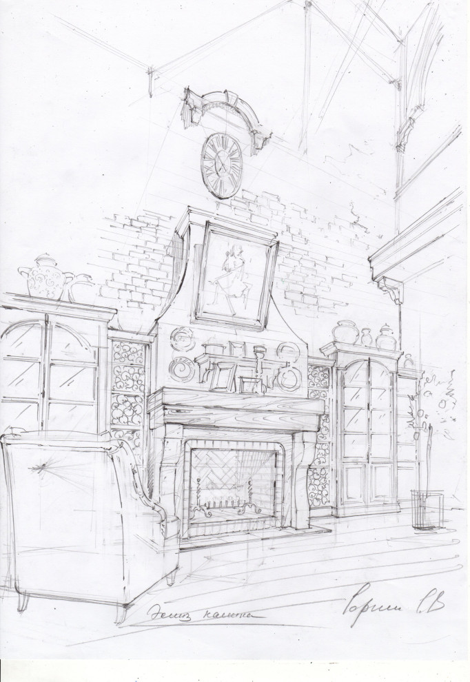 Акварельные эскизы к проекту: Загородного дома в стиле Прованс.