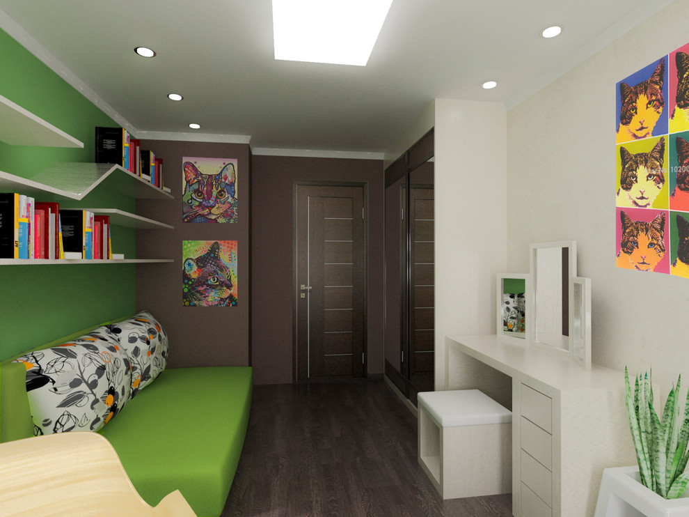 Комната молодой девушки с кошкой