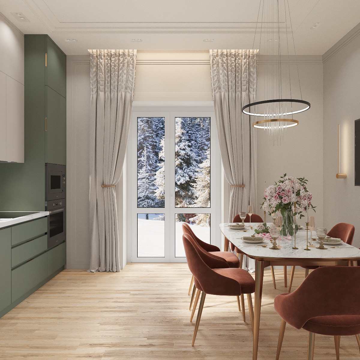 Дизайн Проект интерьера кухни в загородном доме