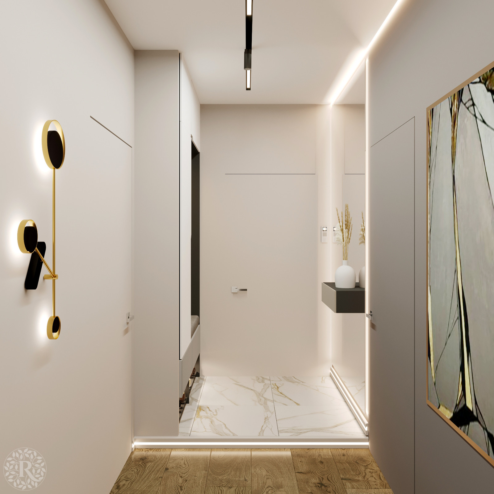 Обложка проекта: Прихожая в трёхкомнатной квартире в Ярославле