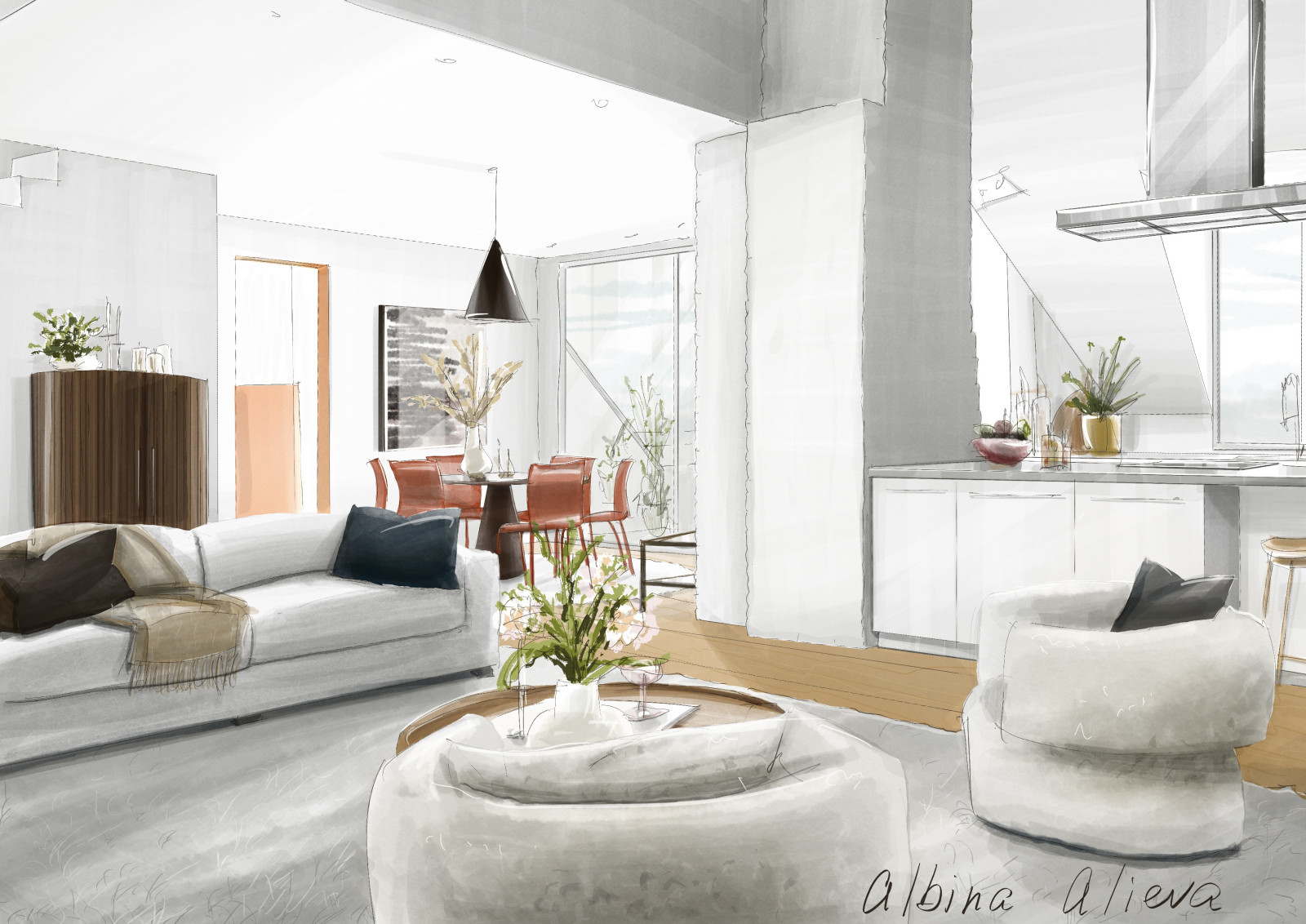 Interior Concepts – Procreate Sketches by Albina Alieva