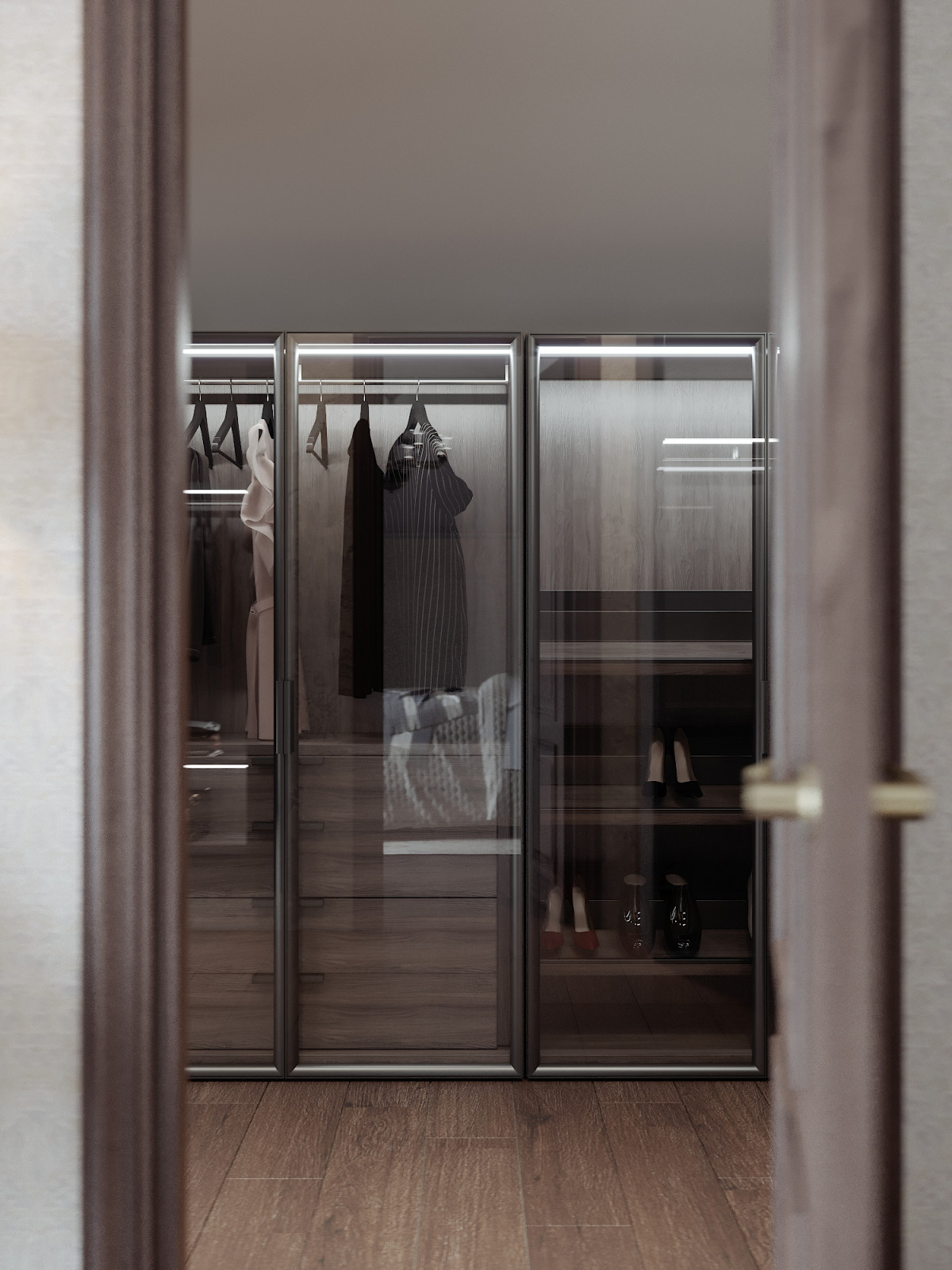 Спальня загородного дома с гардеробной, 29 кв.м