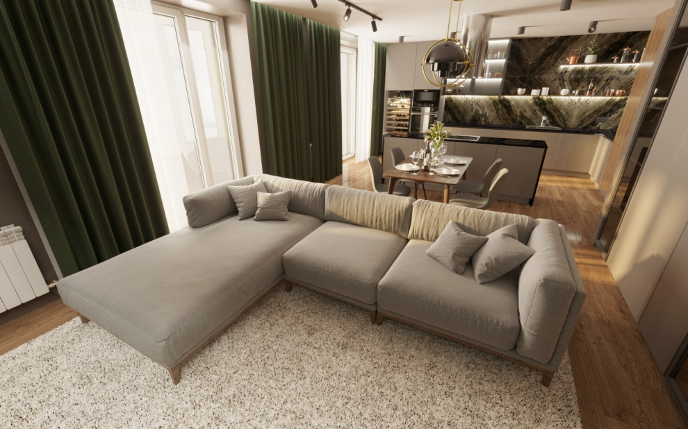 Кухня гостинная с балконом