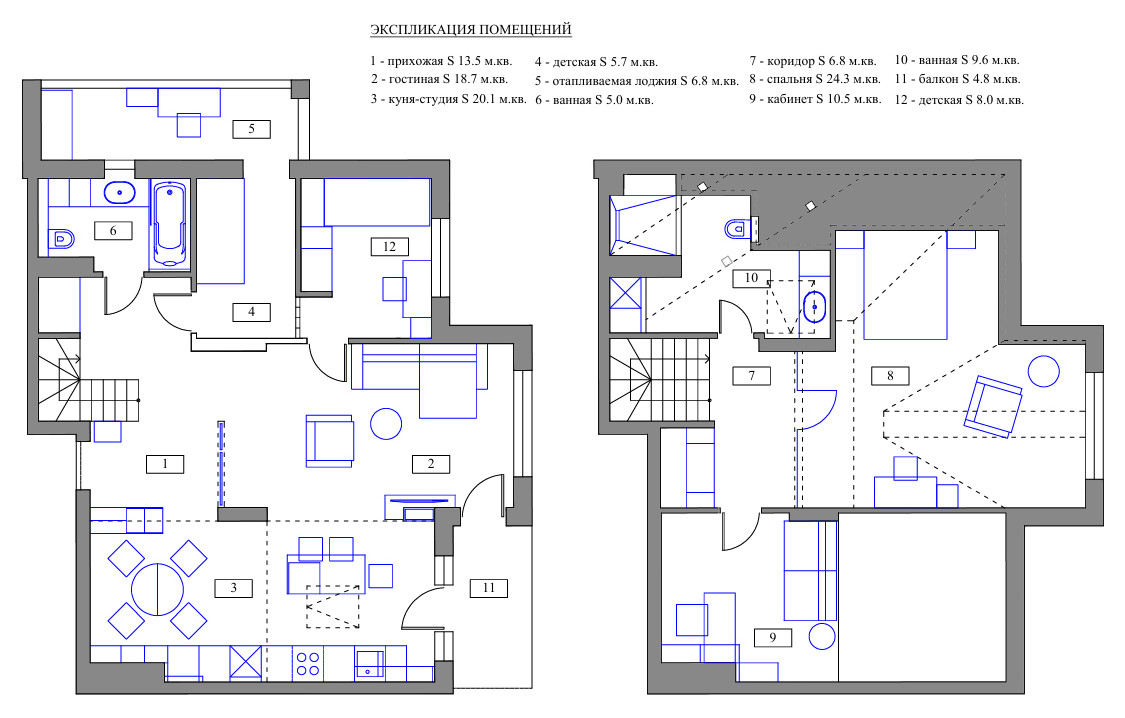 Обложка проекта: Двухуровневая квартира 130 м.кв. со вторым светом в историческом районе