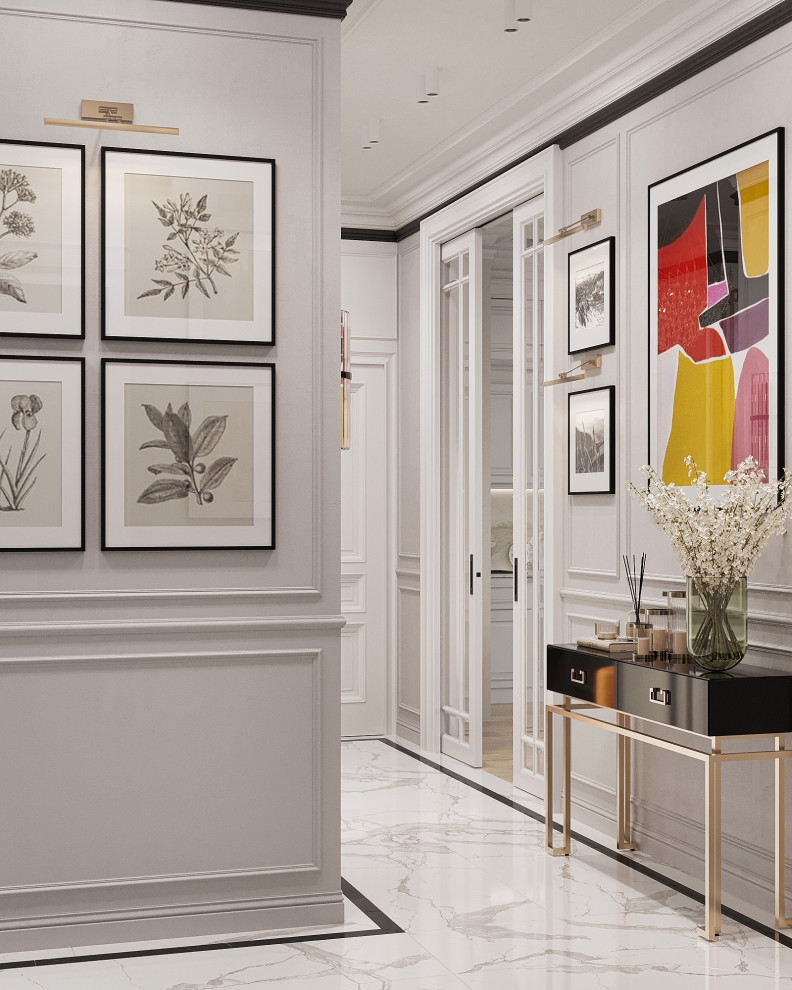 Стильный интерьер с элементами ар-деко в ЖК Петровский квартал на воде - 99 м2