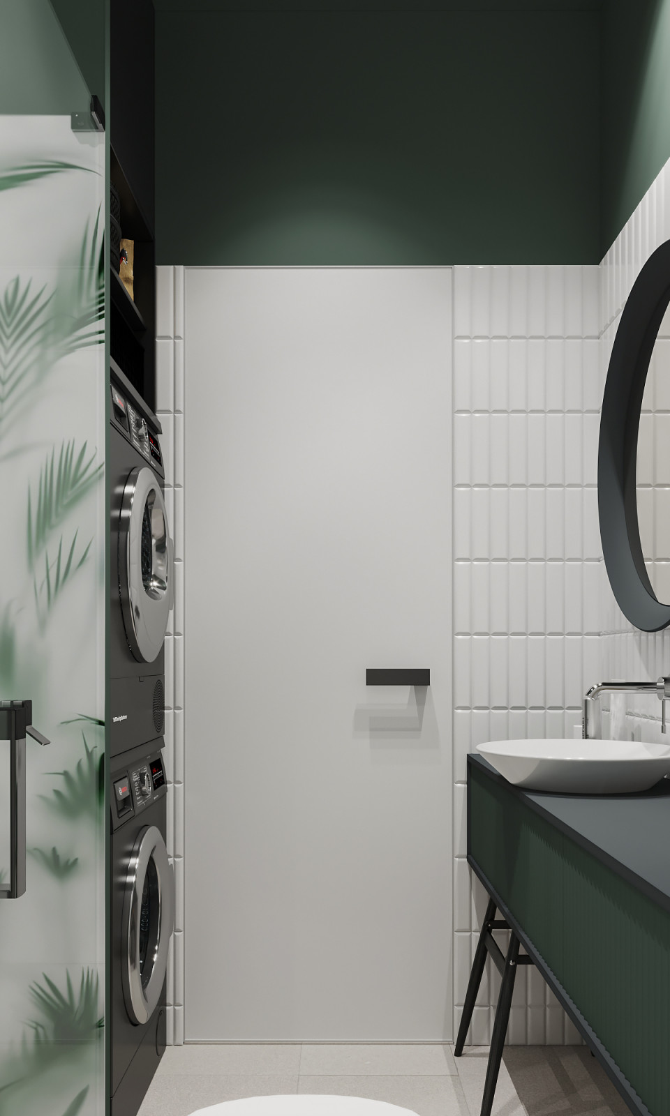 Современный санузел с тропическими мотивами