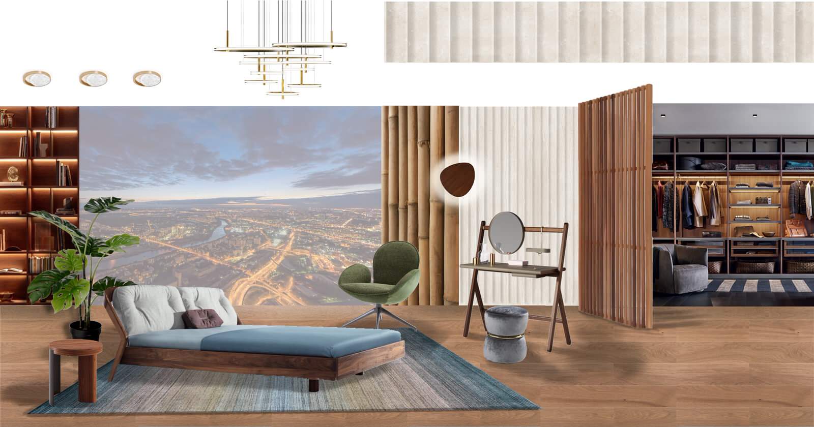 Коллаж-концепция спальни